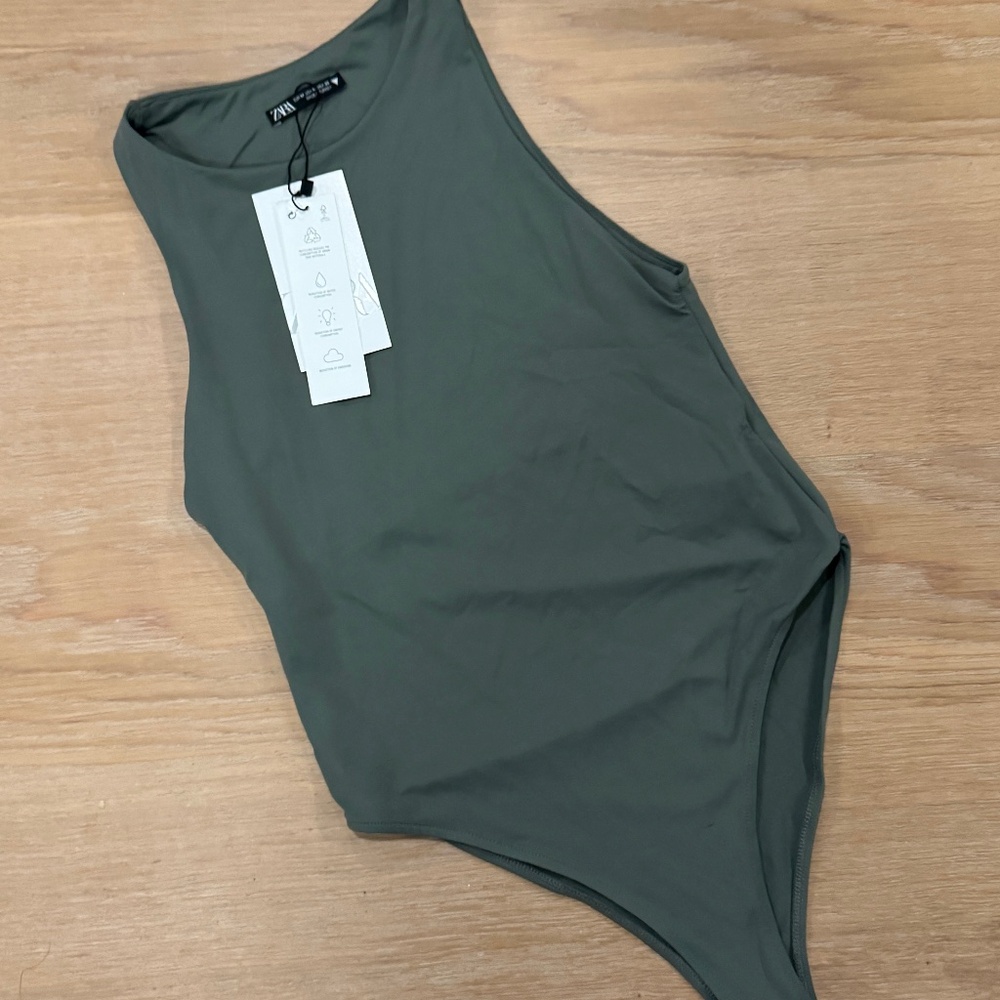 NWT Zara Olive Tank Bodysuit in Medium